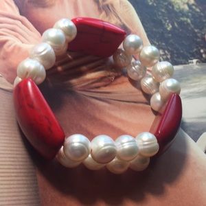 10MM VOLUPTUOUS PEARLS HUGE STUNNING WITH RED GORGEOUS HOWLITE A RARE TREAT